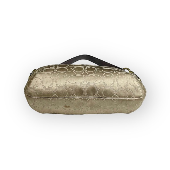 Coach ♕ Mia Lurex Signature C Top Handle Pouch Hobo Bag Handbag ♕ Light Khaki ♕ - Picture 14 of 16